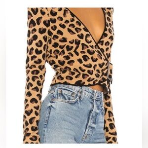 B3 Leopard Print Wrap Top USA xs